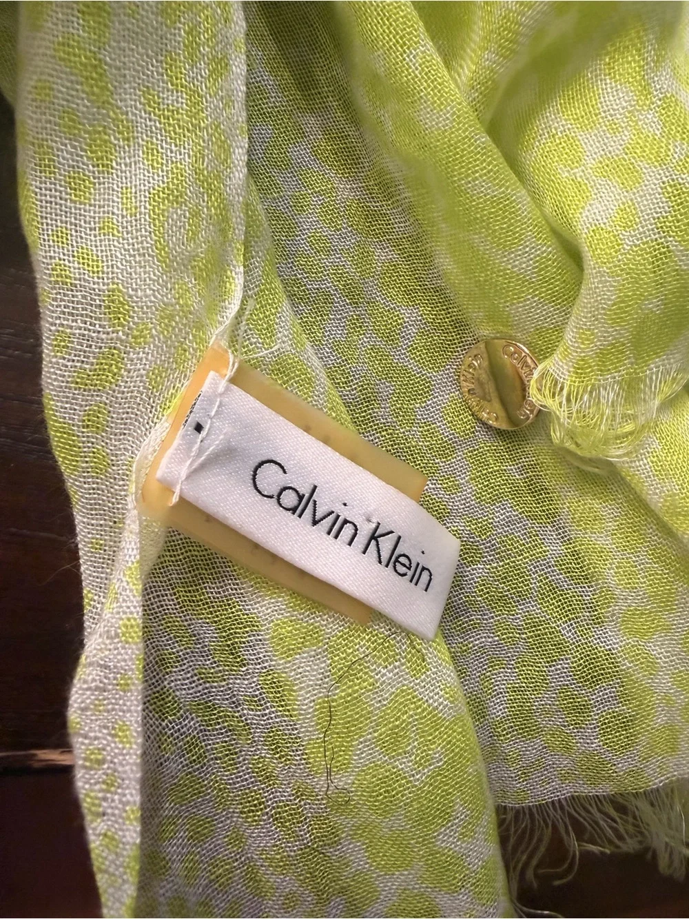 Calvin Klein Lime Green and Coral Lightweight Scarves